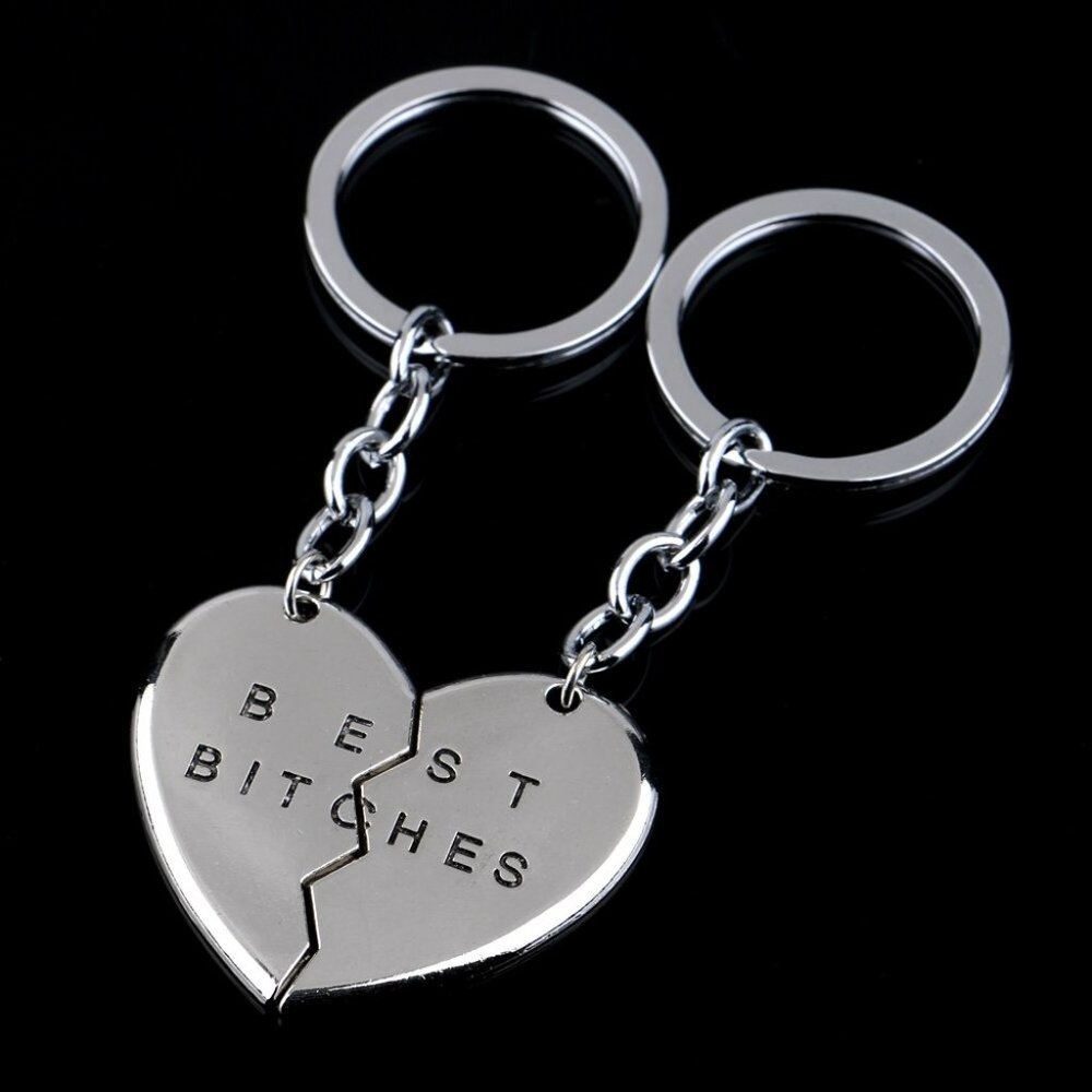 Best B*tches Forever Heart Keychain Set for Best Friends